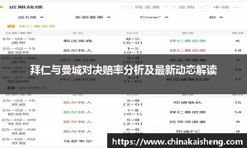 拜仁与曼城对决赔率分析及最新动态解读